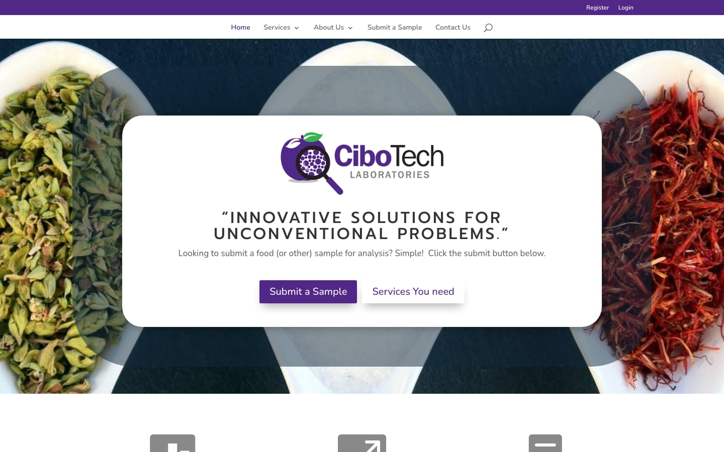 Cibo Tech Labs website homepage