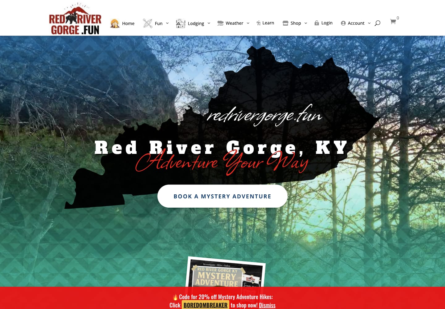 RedRiverGorge.fun website homepage screenshot