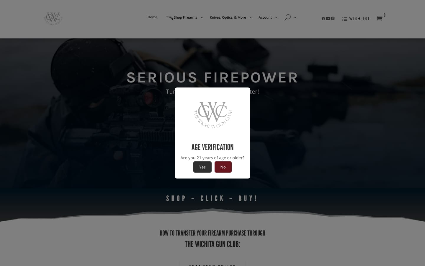 The Wichita Gun Club website homepage screenshot
